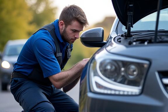 Mobile roadside assistance technician helping stranded driver in Bristol